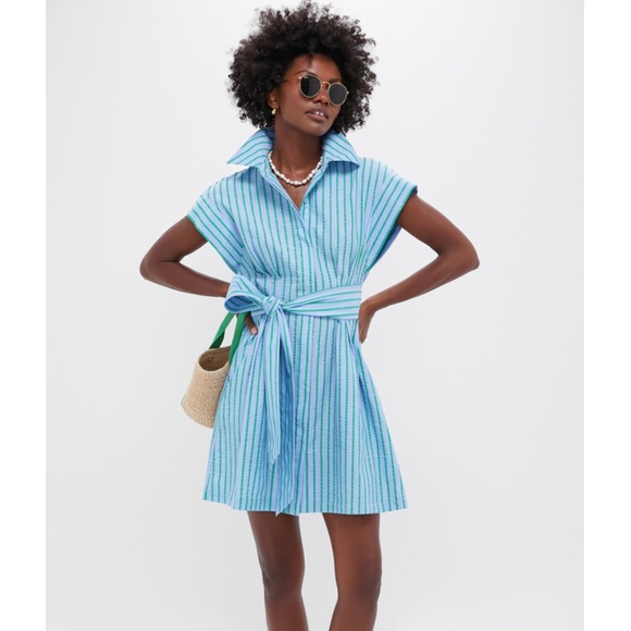 Tuckernuck Delphinium Seersucker Mini Callie Dress Women's Size XXL *No Belt* - Picture 1 of 14